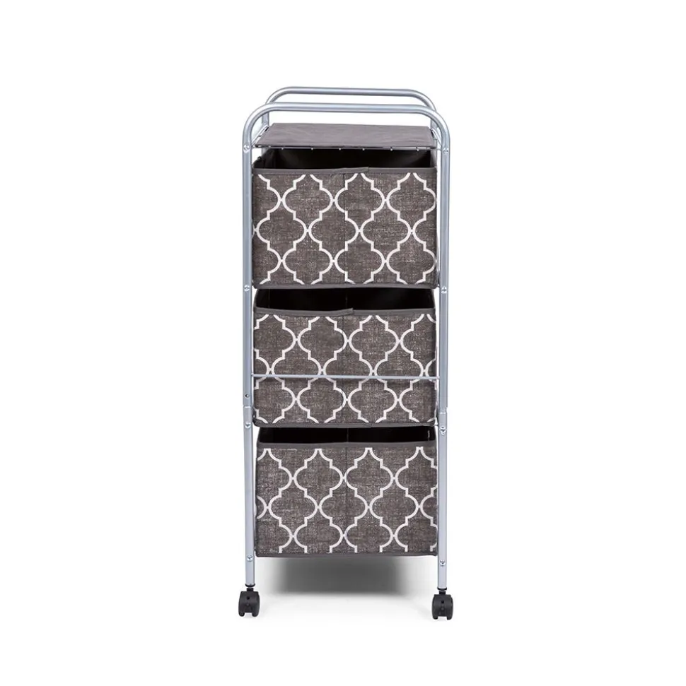 KSP Rollstor 3-Drawer Fabric Storage Cart (Grey) 55 x 35.5 x 89 cm
