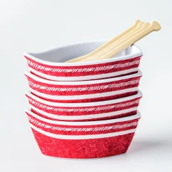 KSP Rowboat Melamine Bowl with Paddle (Red)