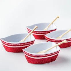 KSP Rowboat Melamine Bowl with Paddle (Red)