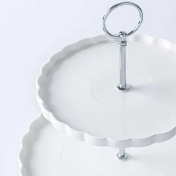 KSP Scalloped 2-Tier Porcelain Serving Dish (White)