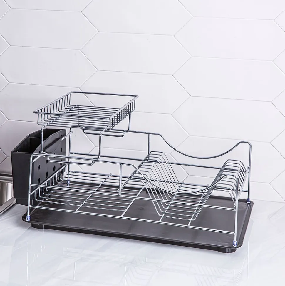 KSP Scoop 2-Tier Dish Rack - Black