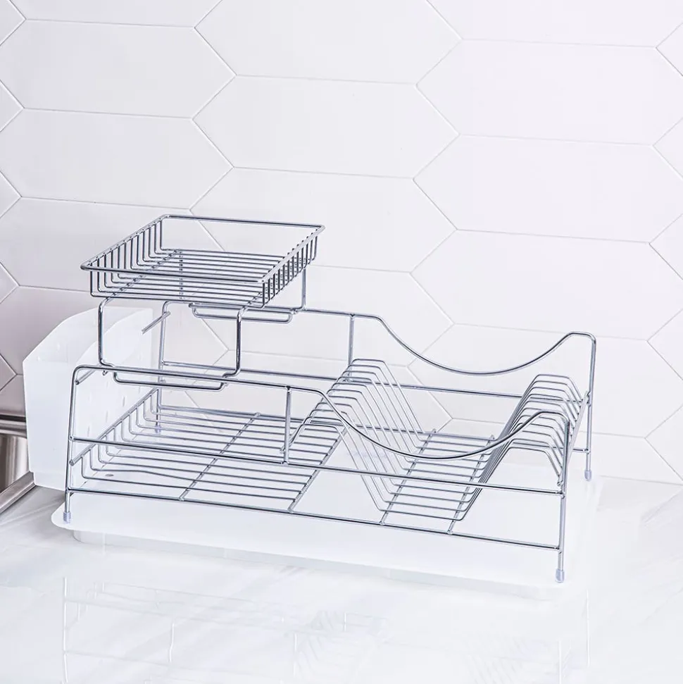 KSP Scoop 2-Tier Dish Rack - White