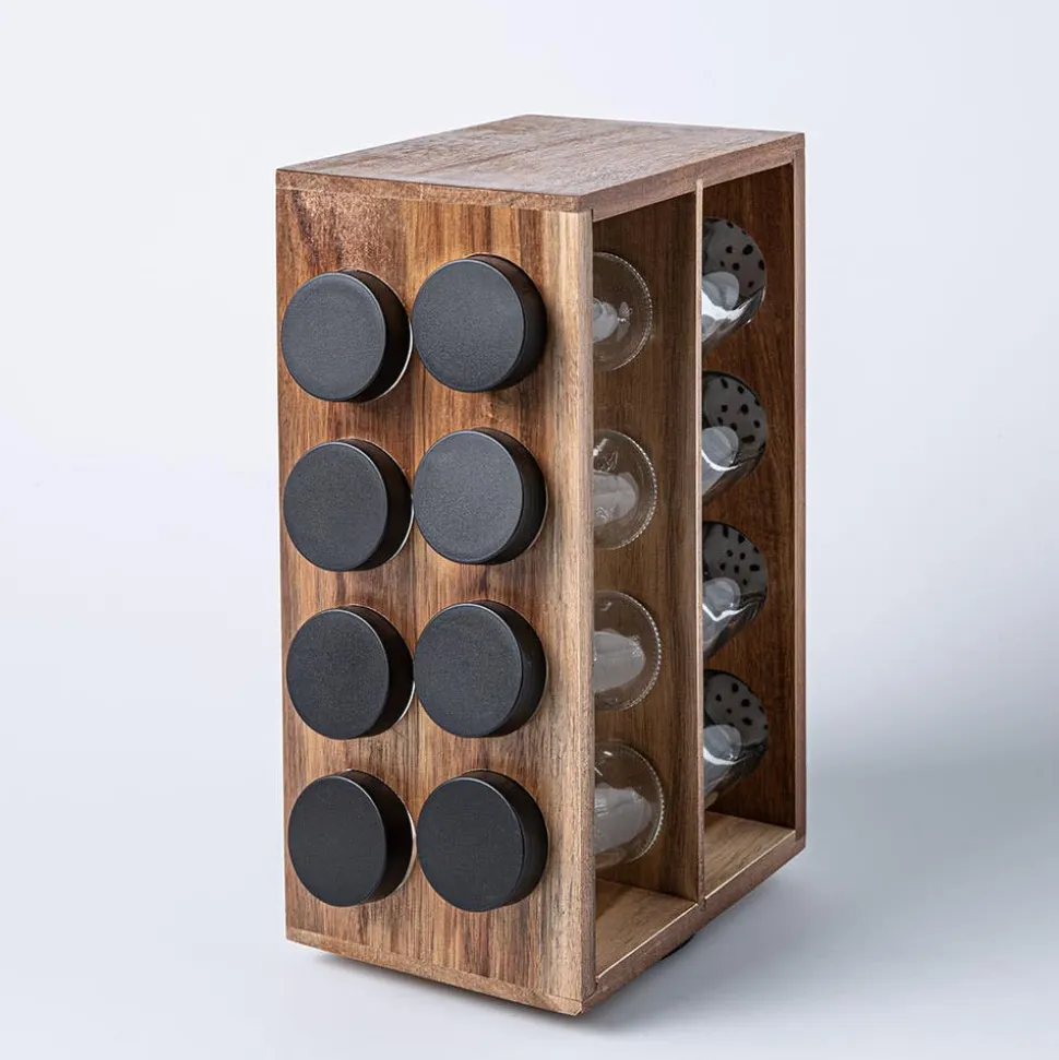 KSP Sienna Revolving Spice Rack - Set of 16 (Acacia)