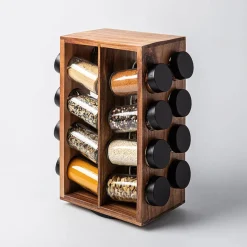KSP Sienna Revolving Spice Rack - Set of 16 (Acacia)