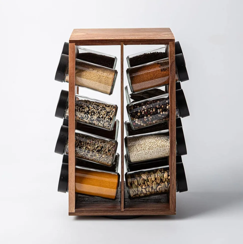 KSP Sienna Revolving Spice Rack - Set of 16 (Acacia)