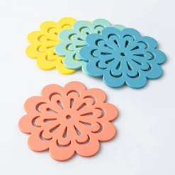 KSP Silicone Flower Silicone Coaster - S/4 10.5cm Dia. (Multi Colour)