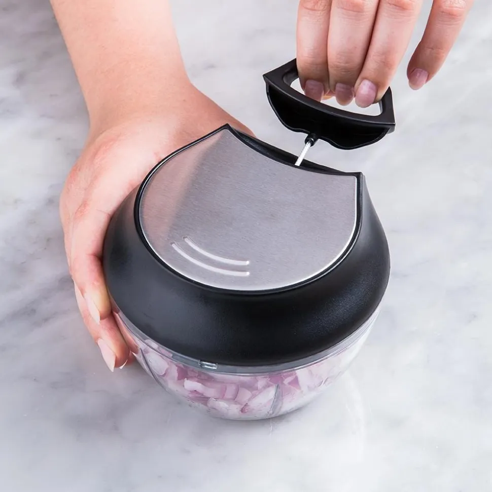 KSP Simple Pull Mini Vegetable Chopper (Black/Stainless Steel)