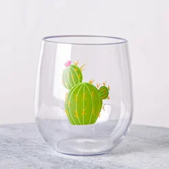 KSP Sip 'Cactus' Stemless Wine Glass 14oz. (Green)