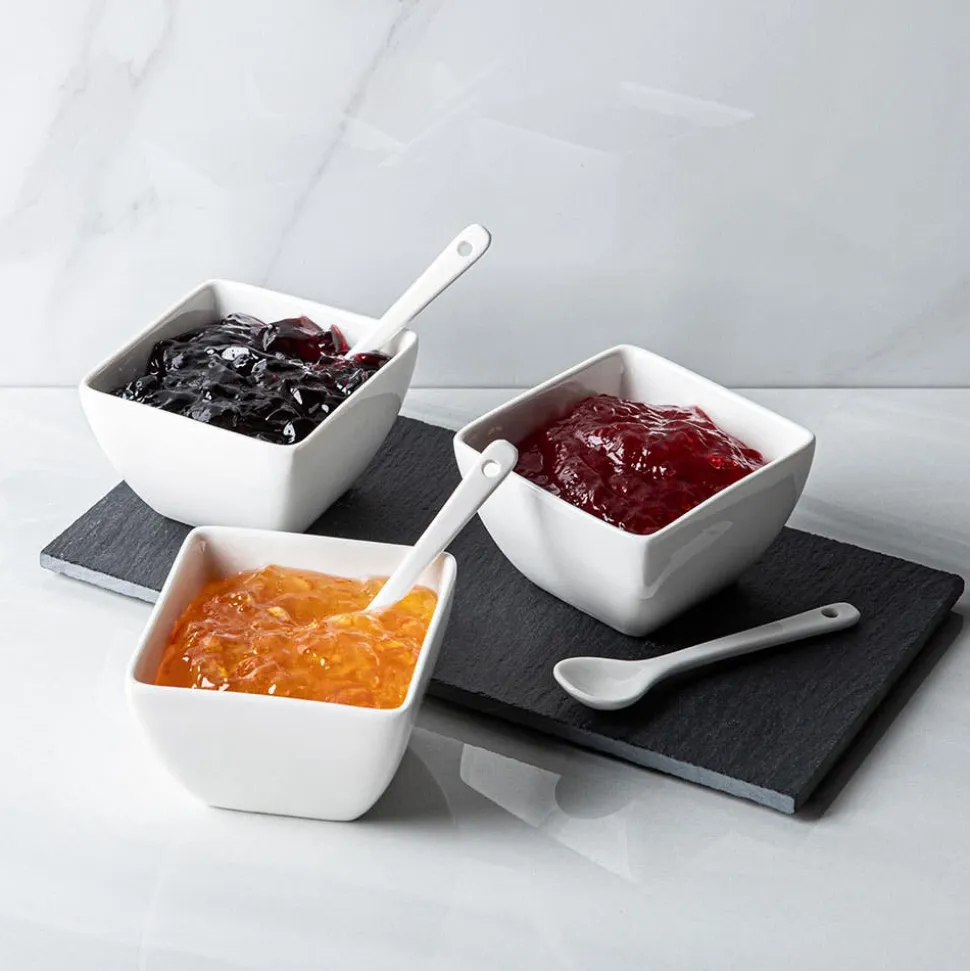 KSP Slate Porcelain Bowls with Tray & Spoons - Set of 7