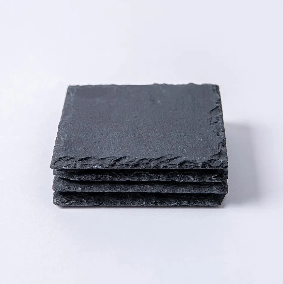 KSP Slate Stone Coaster - Set of 4 (Black)