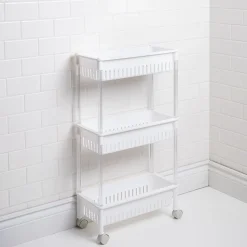 KSP Slidestor '3-Tier' Rolling Storage Rack (White) 45 x 21 x 80 cm