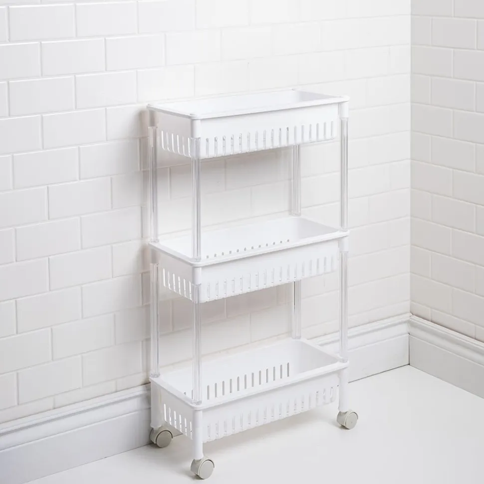 KSP Slidestor '3-Tier' Rolling Storage Rack (White) 45 x 21 x 80 cm