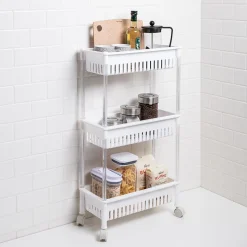 KSP Slidestor '3-Tier' Rolling Storage Rack (White) 45 x 21 x 80 cm