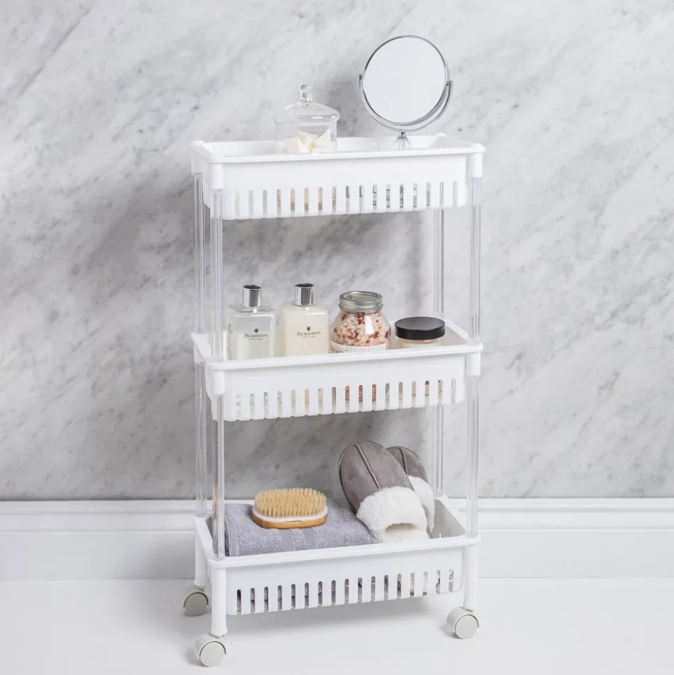 KSP Slidestor '3-Tier' Rolling Storage Rack (White) 45 x 21 x 80 cm
