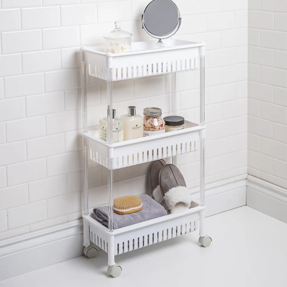 KSP Slidestor '3-Tier' Rolling Storage Rack (White) 45 x 21 x 80 cm