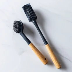 KSP Soft Bristle Silicone Bamboo Handle Bottle Brush