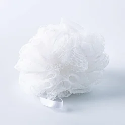 KSP Soft Lush Mesh Bath Sponge-Pouf (White)