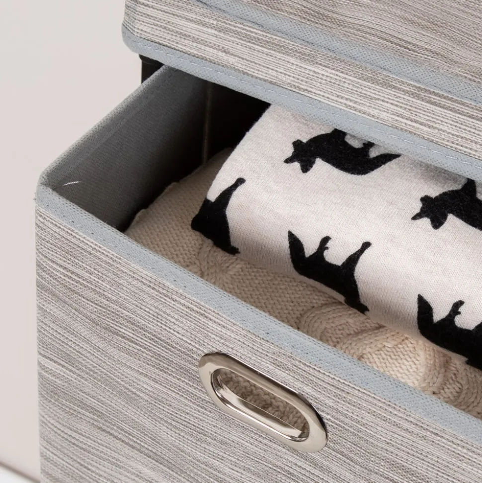 KSP Softstor '4-Drawer' Fabric Cabinet Linen Look (Grey) 55x30x100 cm