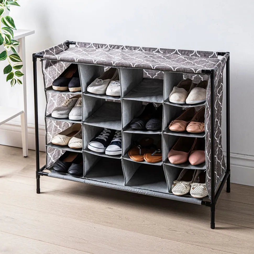 KSP Softstor 'Lattice' Fabric Shoe Cabinet 16-Shoe (Brown)