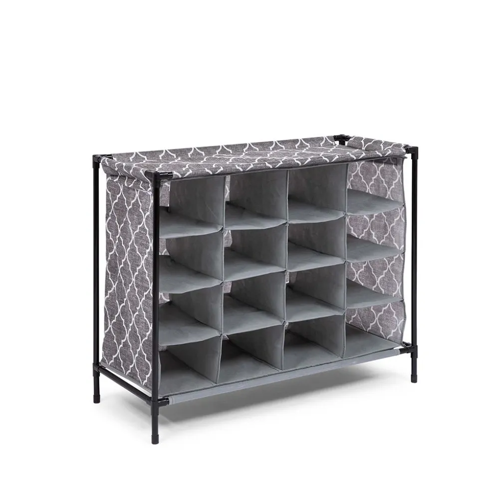 KSP Softstor 'Lattice' Fabric Shoe Cabinet 16-Shoe (Brown)