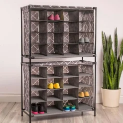 KSP Softstor 'Lattice' Fabric Shoe Cabinet 16-Shoe (Brown)