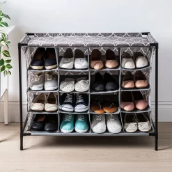 KSP Softstor 'Lattice' Fabric Shoe Cabinet 16-Shoe (Brown)