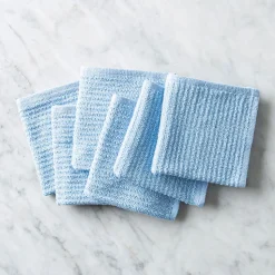 KSP Soft Touch 100% Recycled Cotton Wash Cloth - Set/6 (Light Blue)