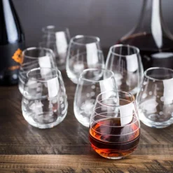KSP Soiree Etched Stemless Wine Glass - Set of 8 (Clear)