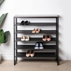 KSP Sole 6-Tier Shoe Rack (Black/Wood)