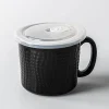 KSP Solid Textured 'Dots' Porcelain Soup Mug with Lid (Black)