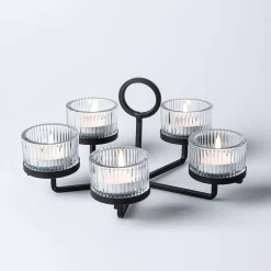 KSP Solis '5-Lite' Iron Tealight Holder (Black)