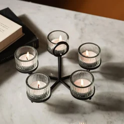 KSP Solis '5-Lite' Iron Tealight Holder (Black)