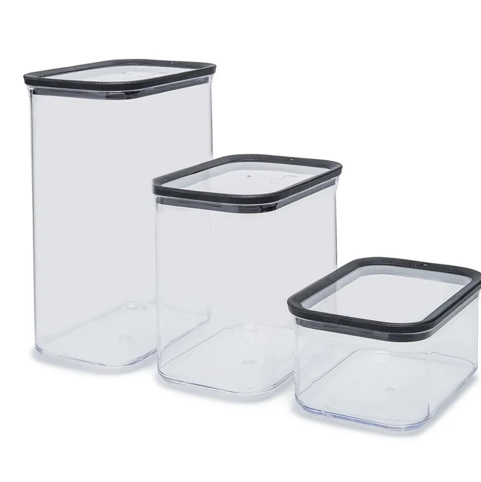 KSP Space Saver Plastic Canister Combo - Set of 3 (Black)