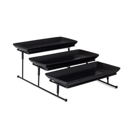 KSP Strata '3-Tier' Porcelain Buffet Plate Rect (Matte Black)
