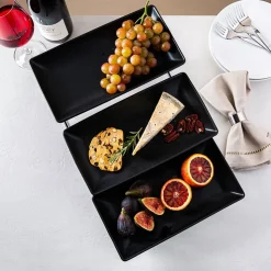 KSP Strata '3-Tier' Porcelain Buffet Plate Rect (Matte Black)