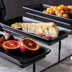 KSP Strata '3-Tier' Porcelain Buffet Plate Rect (Matte Black)