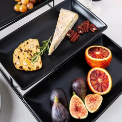 KSP Strata '3-Tier' Porcelain Buffet Plate Rect (Matte Black)