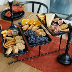 KSP Strata '3-Tier' Porcelain Buffet Plate Rect (Matte Black)