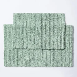KSP Stripe Cotton Bathmat Reversible 20x32" (Smoke Green)
