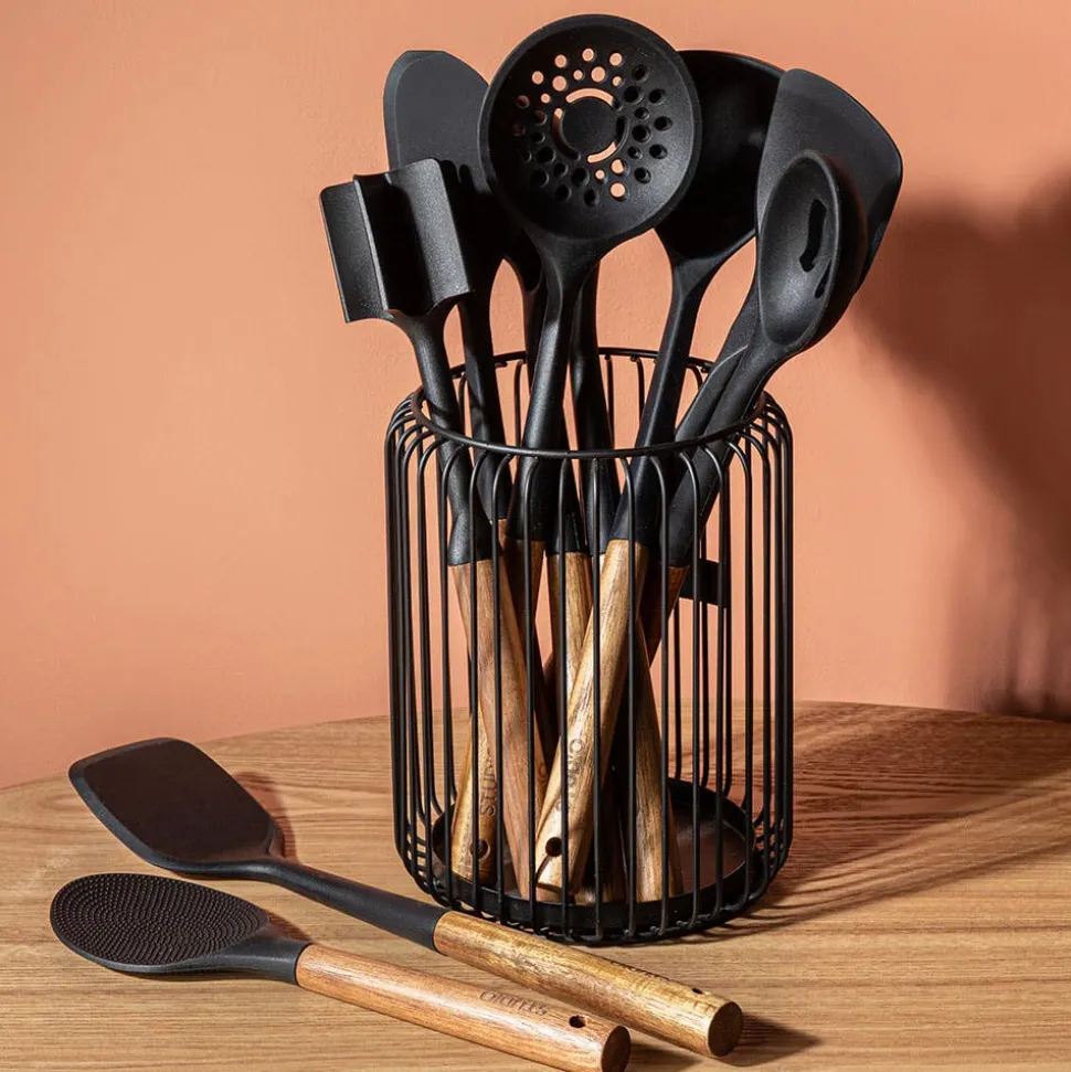 KSP Studio Collection Silicone Solid Wok Turner (Acacia/Black)