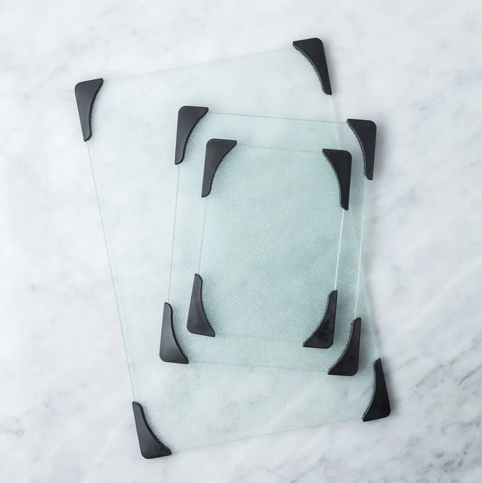 KSP Stylus Glass Cutting Board with Silicon - Set of 3
