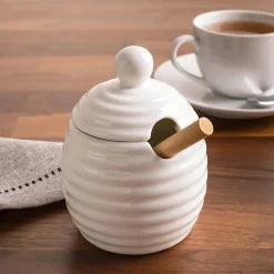 KSP Sweety Porcelain Honey Jar with Dipper (White)