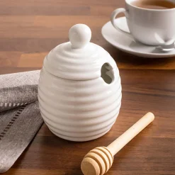 KSP Sweety Porcelain Honey Jar with Dipper (White)