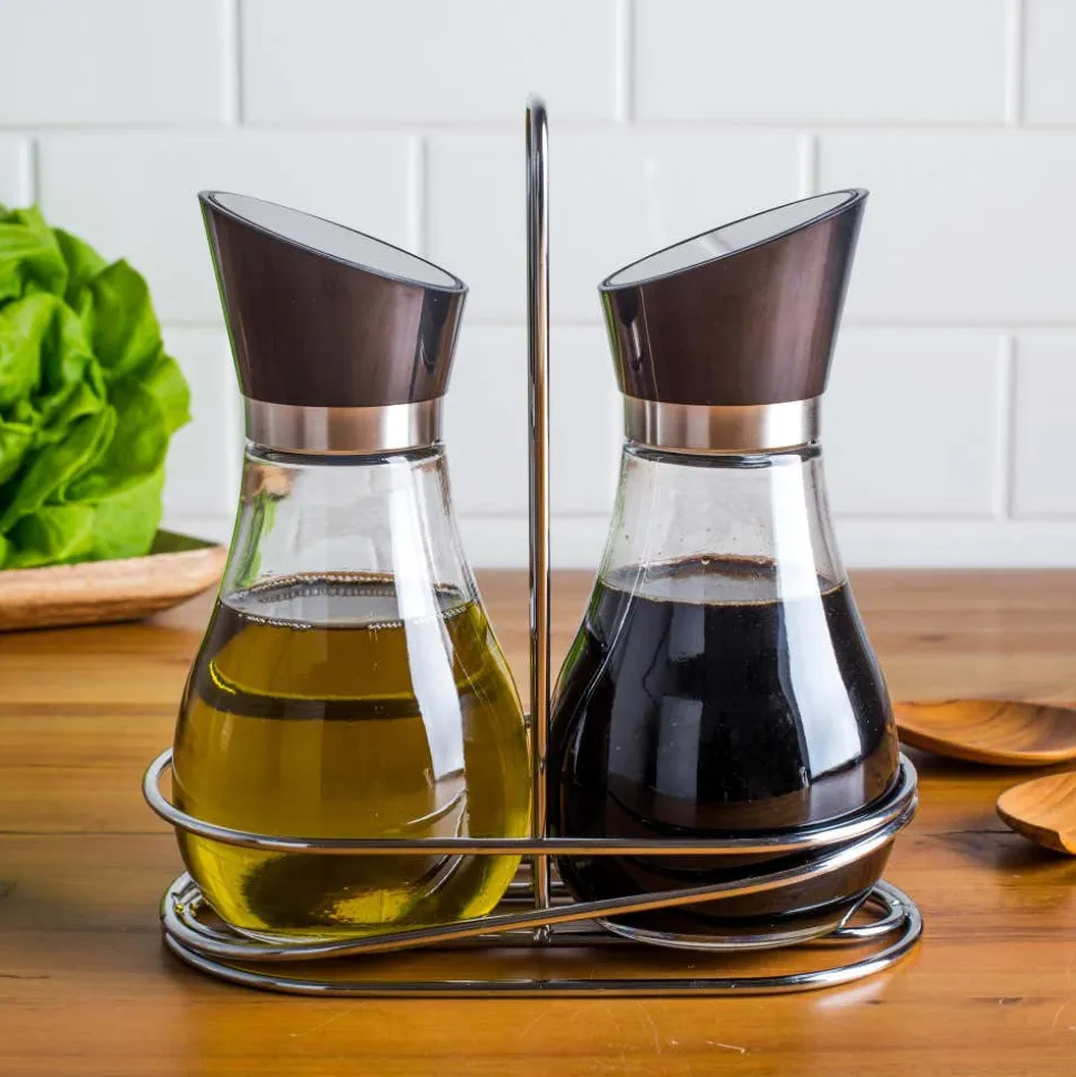 KSP Swivel Oil and Vinegar with Stand - Set of 2 (Stainless Steel)