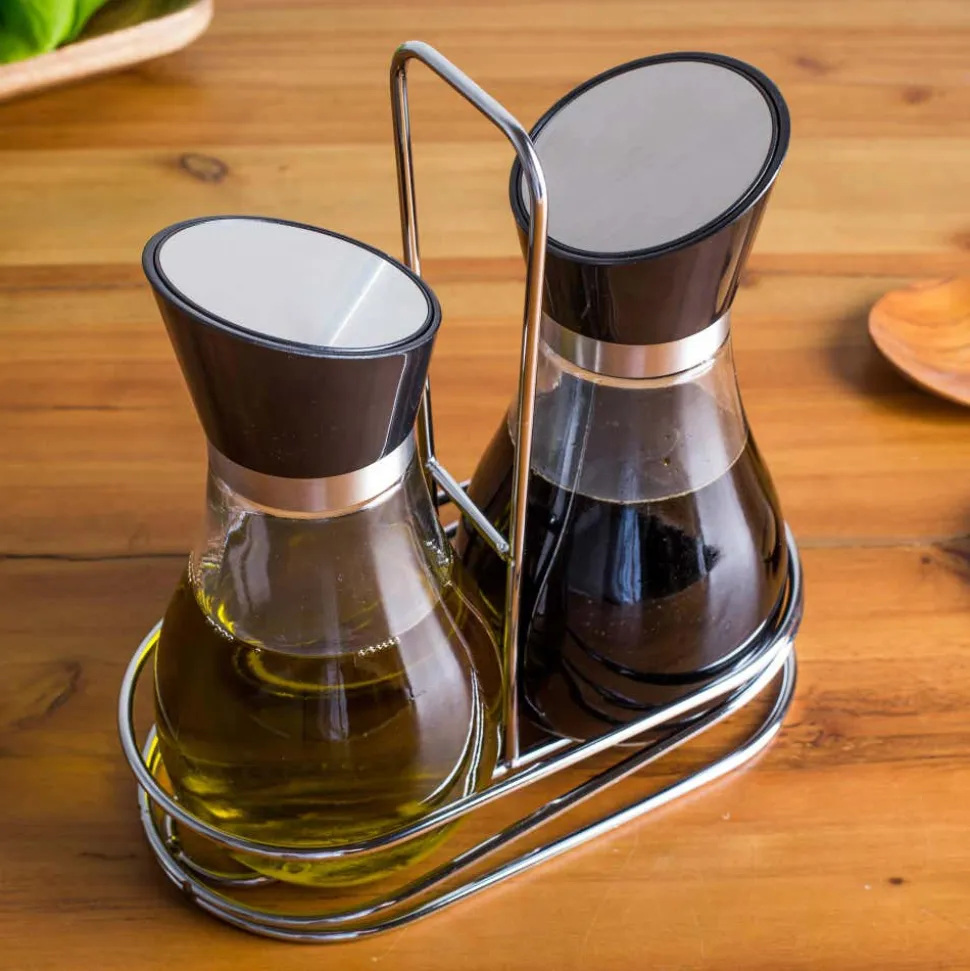 KSP Swivel Oil and Vinegar with Stand - Set of 2 (Stainless Steel)