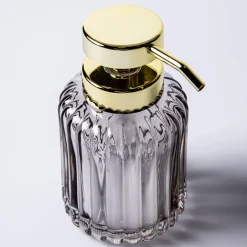 KSP Symphony Ribbed Glass Soap Pump (Grey/Gold)