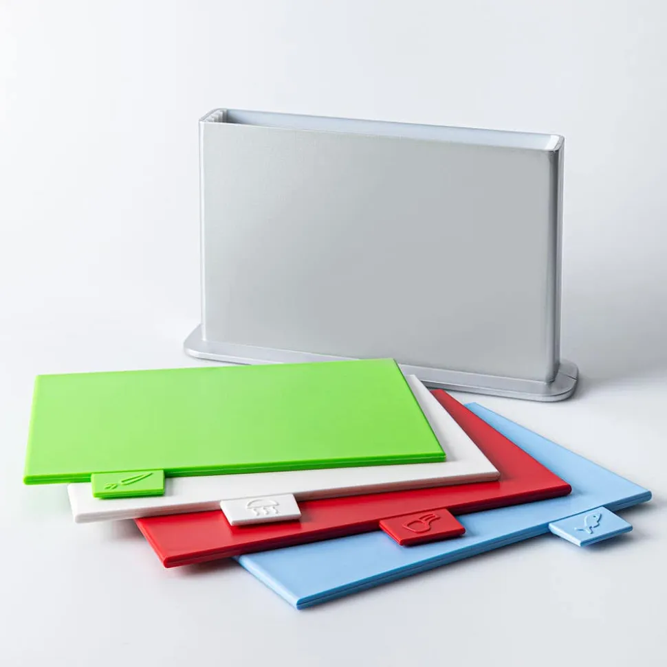 KSP Tab Cutting Board with Holder - Set of 5 (Multi Colour)