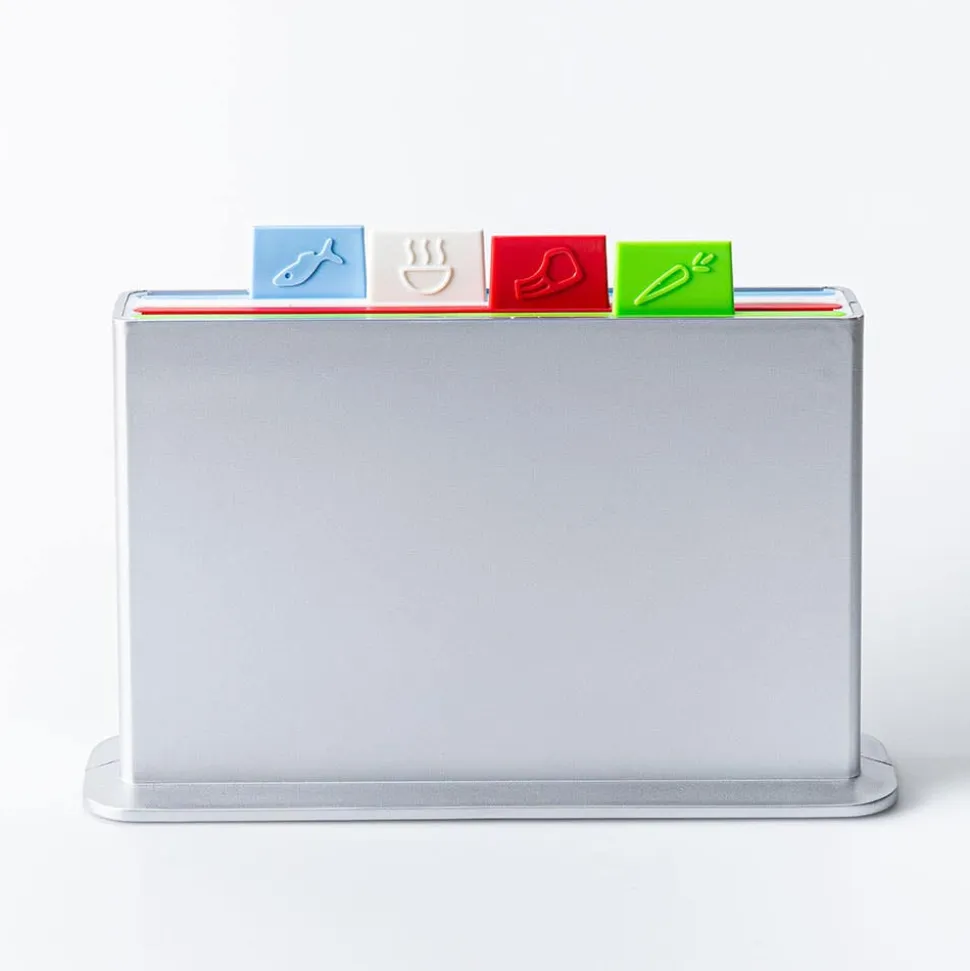 KSP Tab Cutting Board with Holder - Set of 5 (Multi Colour)