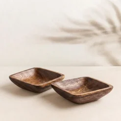 KSP Tala Acacia Wood Square Dish - Set of 2 13 x 13 x 4 cm