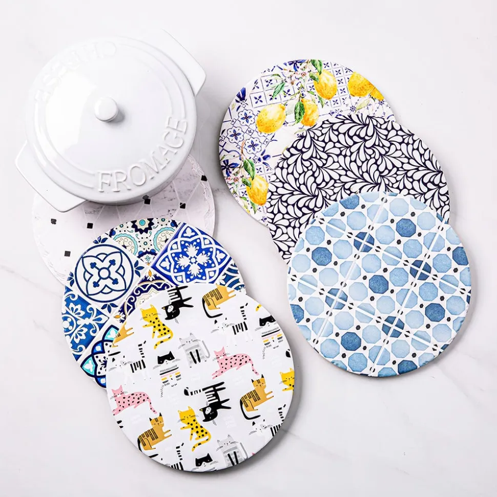 KSP Tessera 'Geo' Ceramic Trivet (White/Black)